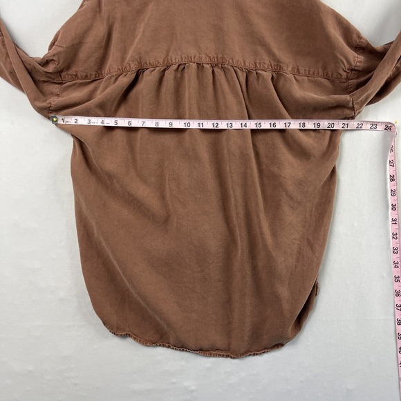 Cloth & Stone Button Shirt Womens Medium Tencel Tunic Long Sleeves Brown - Picture 9 of 12